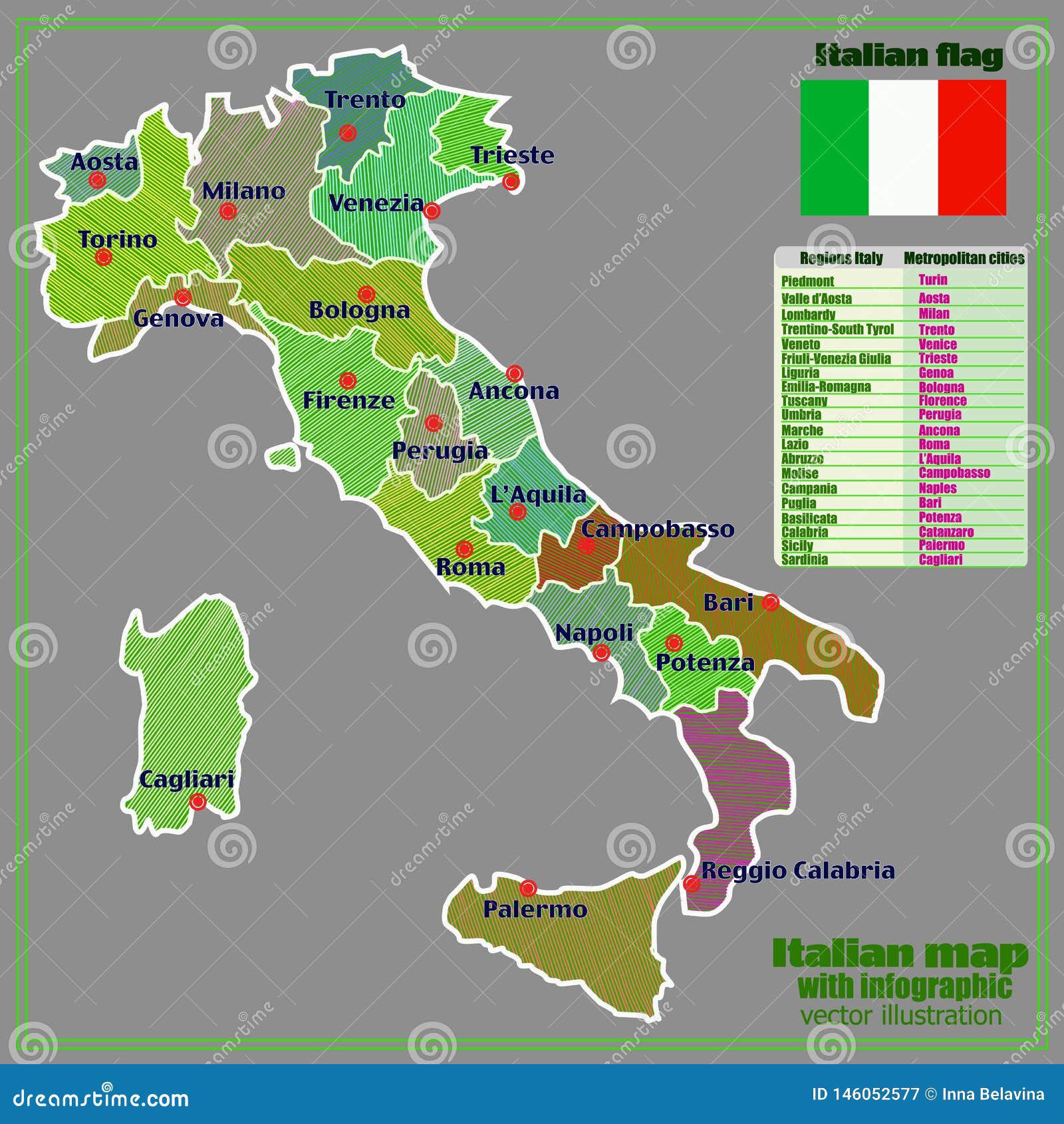 Map Of Italy With Regions And Major Cities - Map of world