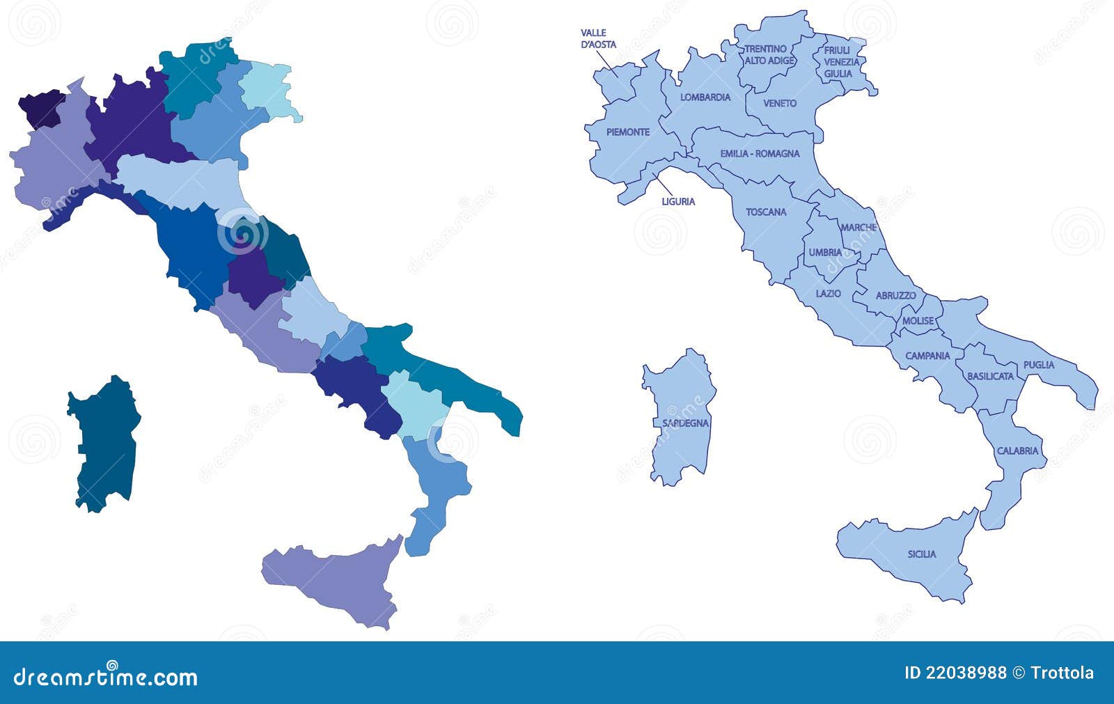 italy map with regions