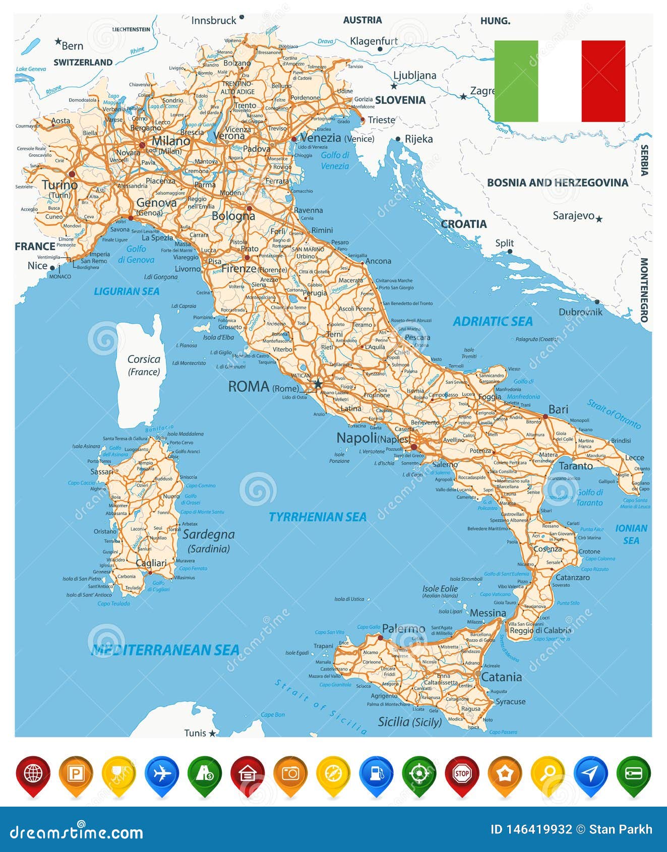 italy map cities and towns