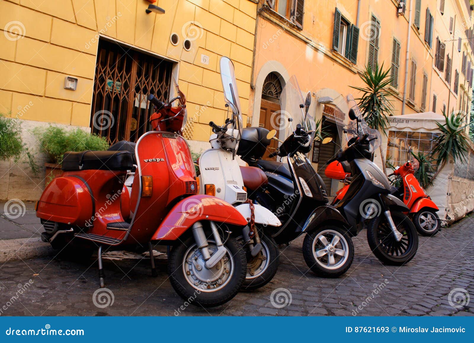 Italy Rome and Red Scooters Editorial Stock Photo Image of moped