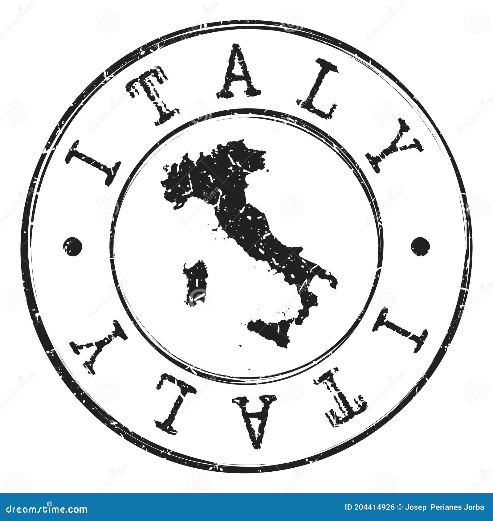 Italy Stamp Silhouette Map. Postal Passport Stamp Round Vector Icon
