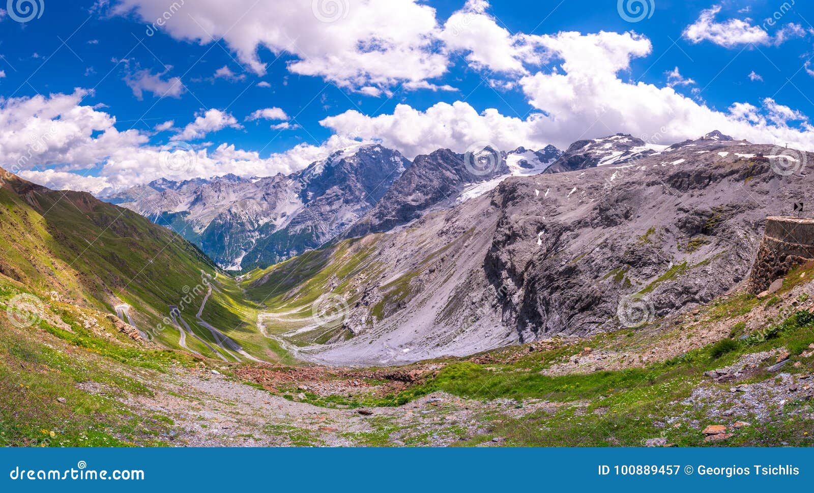 Italy Stelvio National Park Famous Road To Stelvio Pass In Ortler