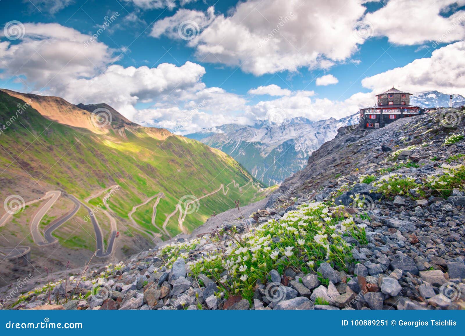 Italy Stelvio National Park Famous Road To Stelvio Pass In Ortler