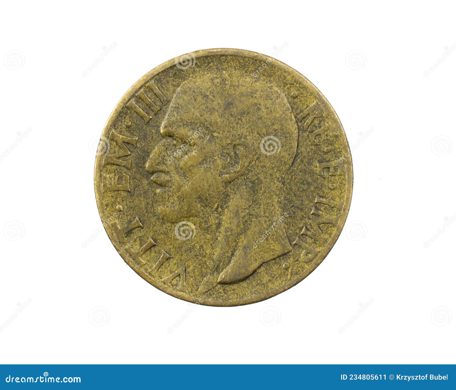 italy ten centesimi coin on a white  background