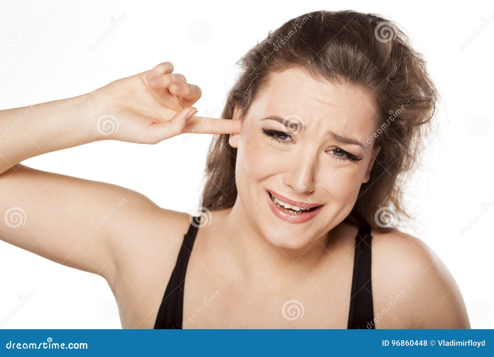 Itchy ear stock photo. Image of girl, handsome, caucasian 96860448