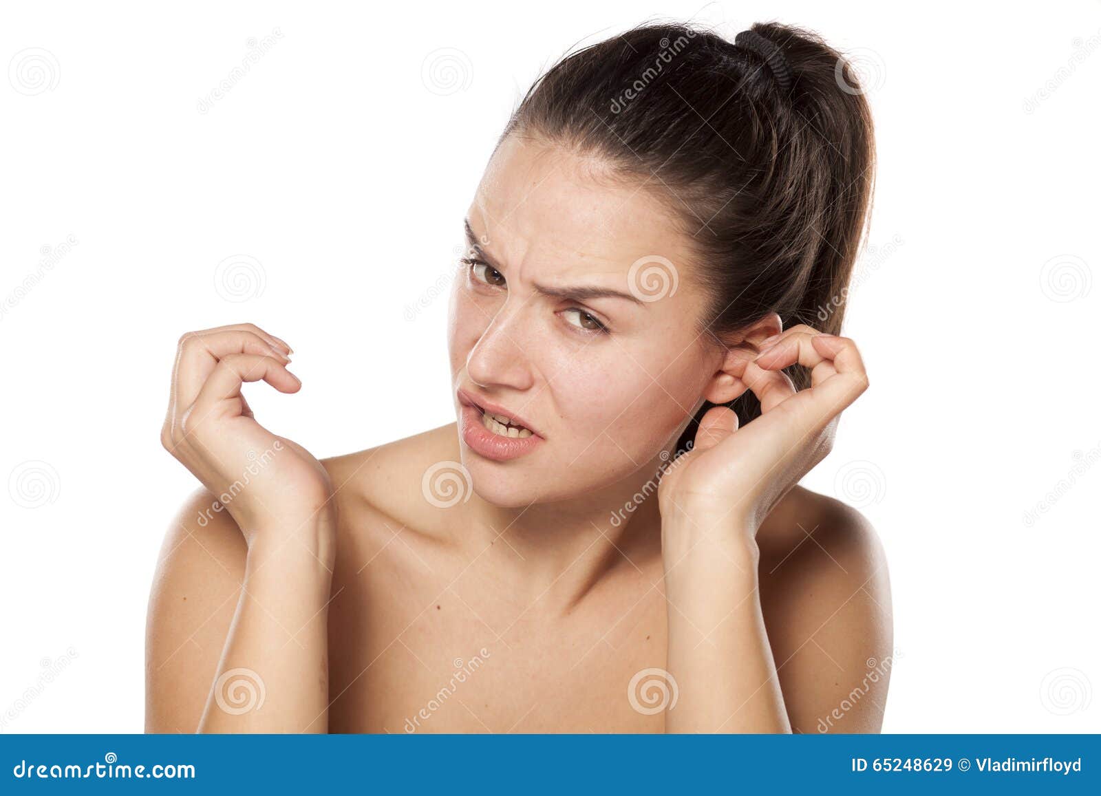 Itchy ear stock image. Image of healthy, head, face, beautiful 65248629