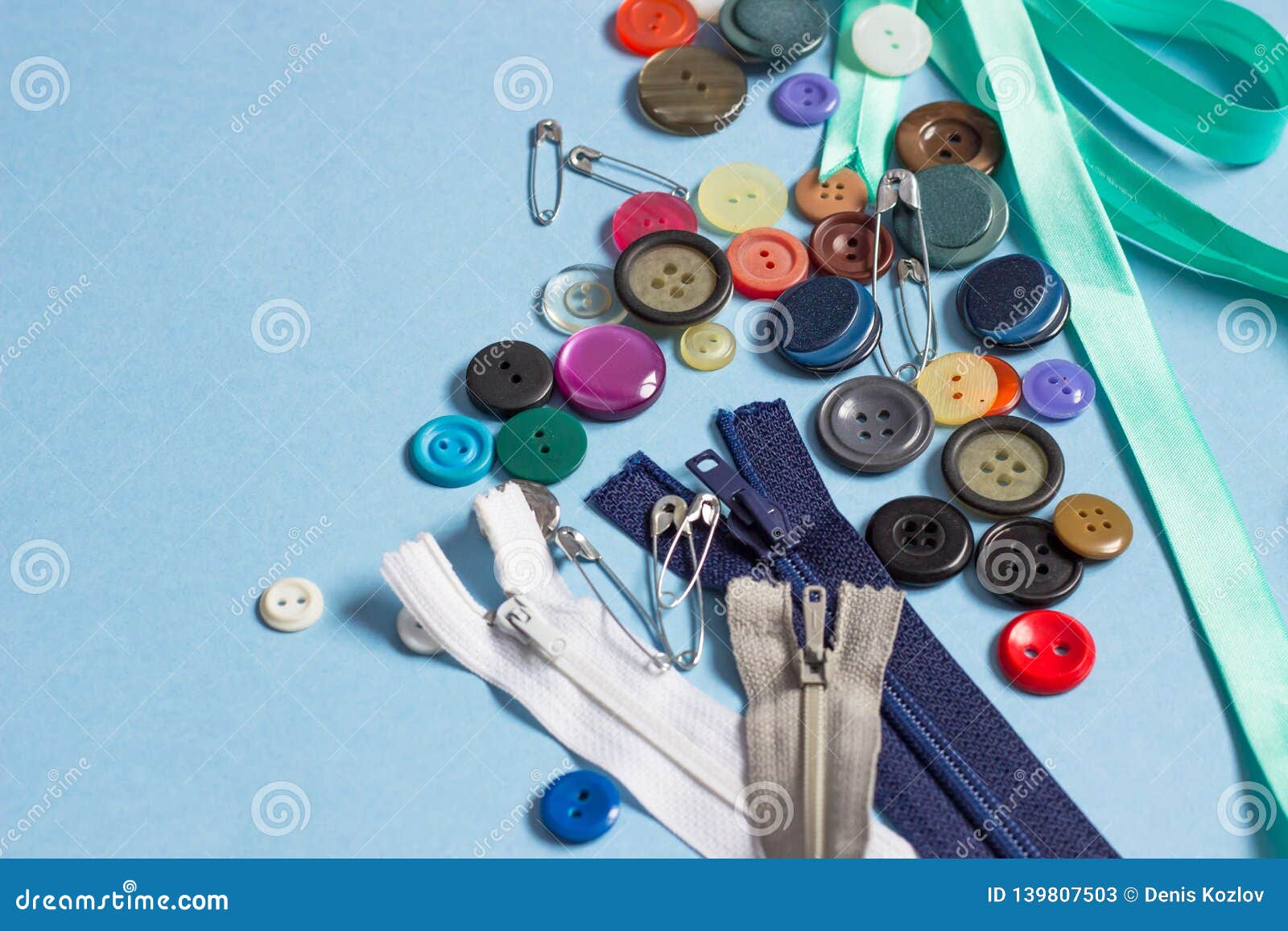 Items for Needlework, Sewing. Buttons, Needles, Ribbon, Zippers, Pins ...