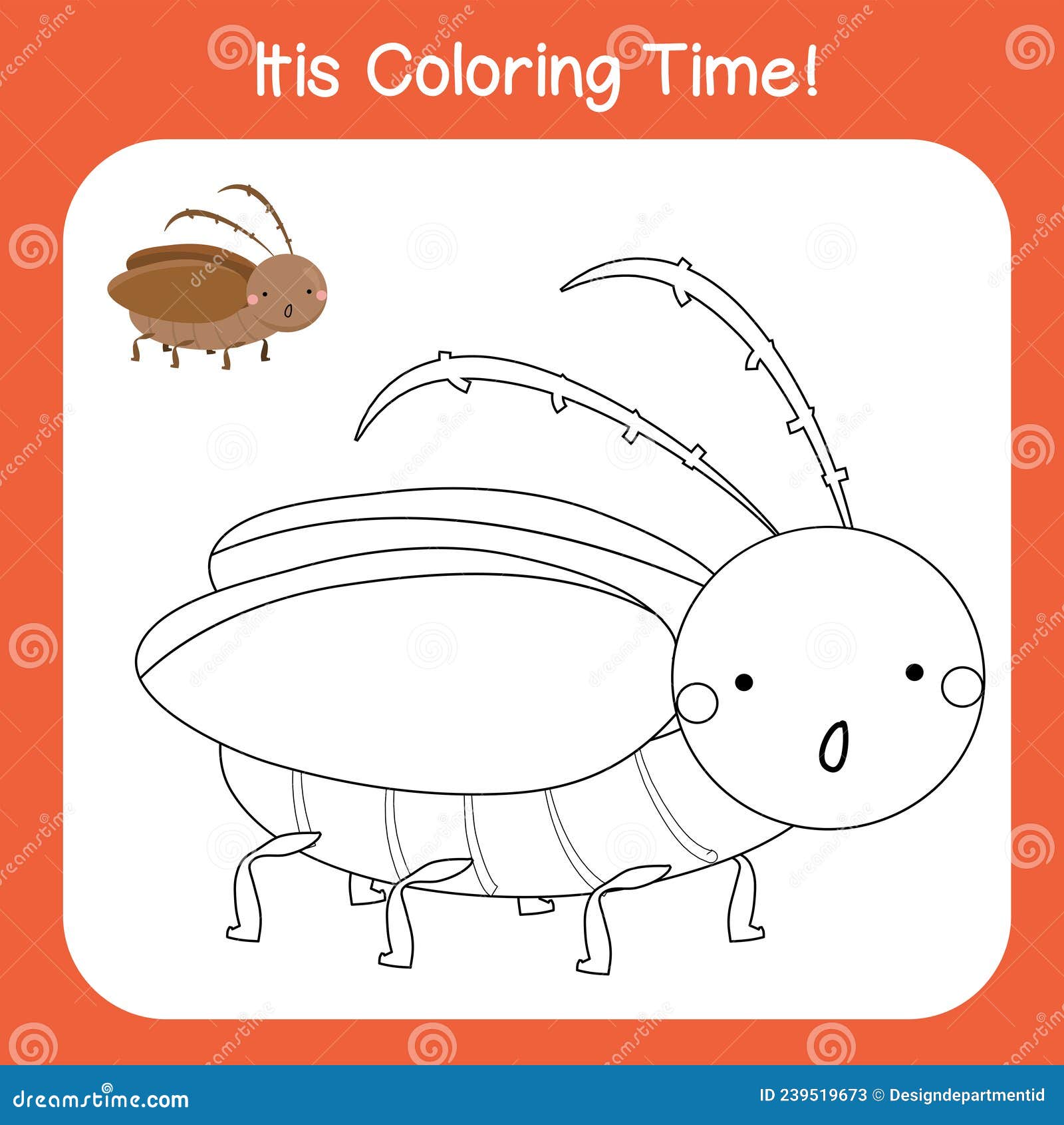 Coloring Insect Worksheet Page Stock Vector - Illustration of cartoon ...