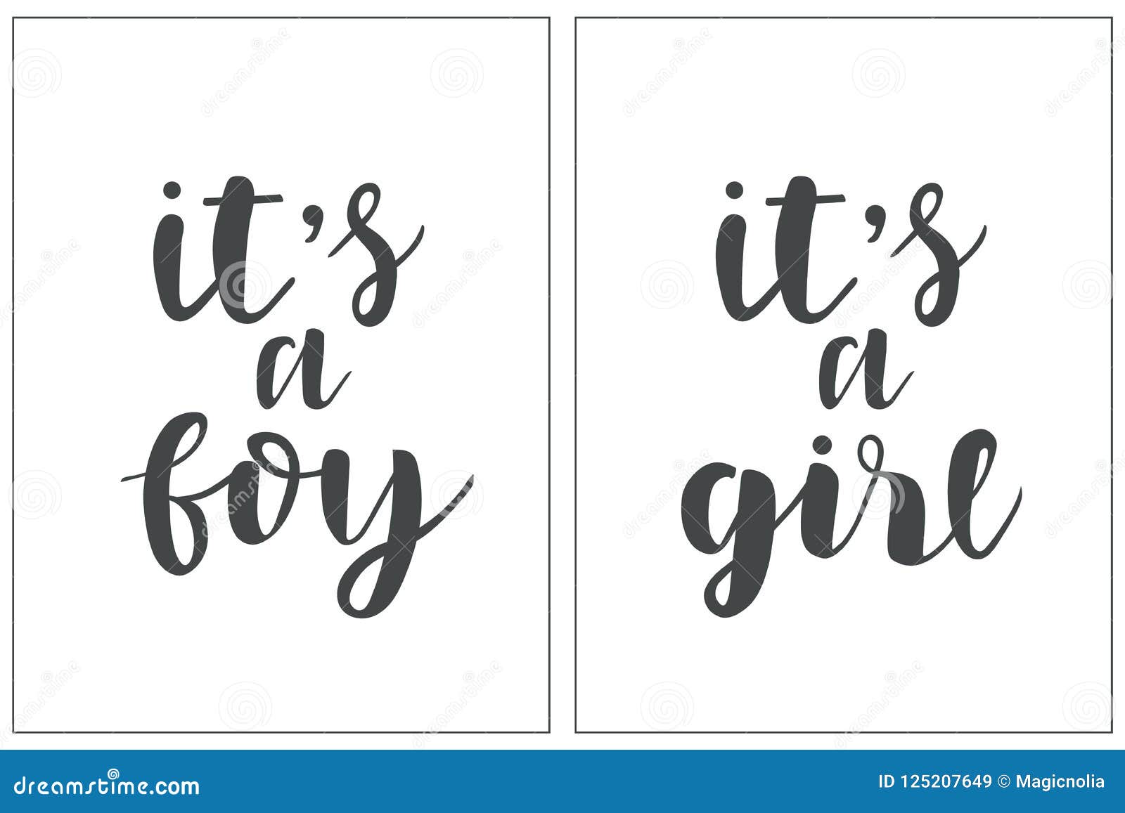 its a girl and its a boy text. calligraphy, lettering . typography template for greeting cards, posters, t-shirt . iso