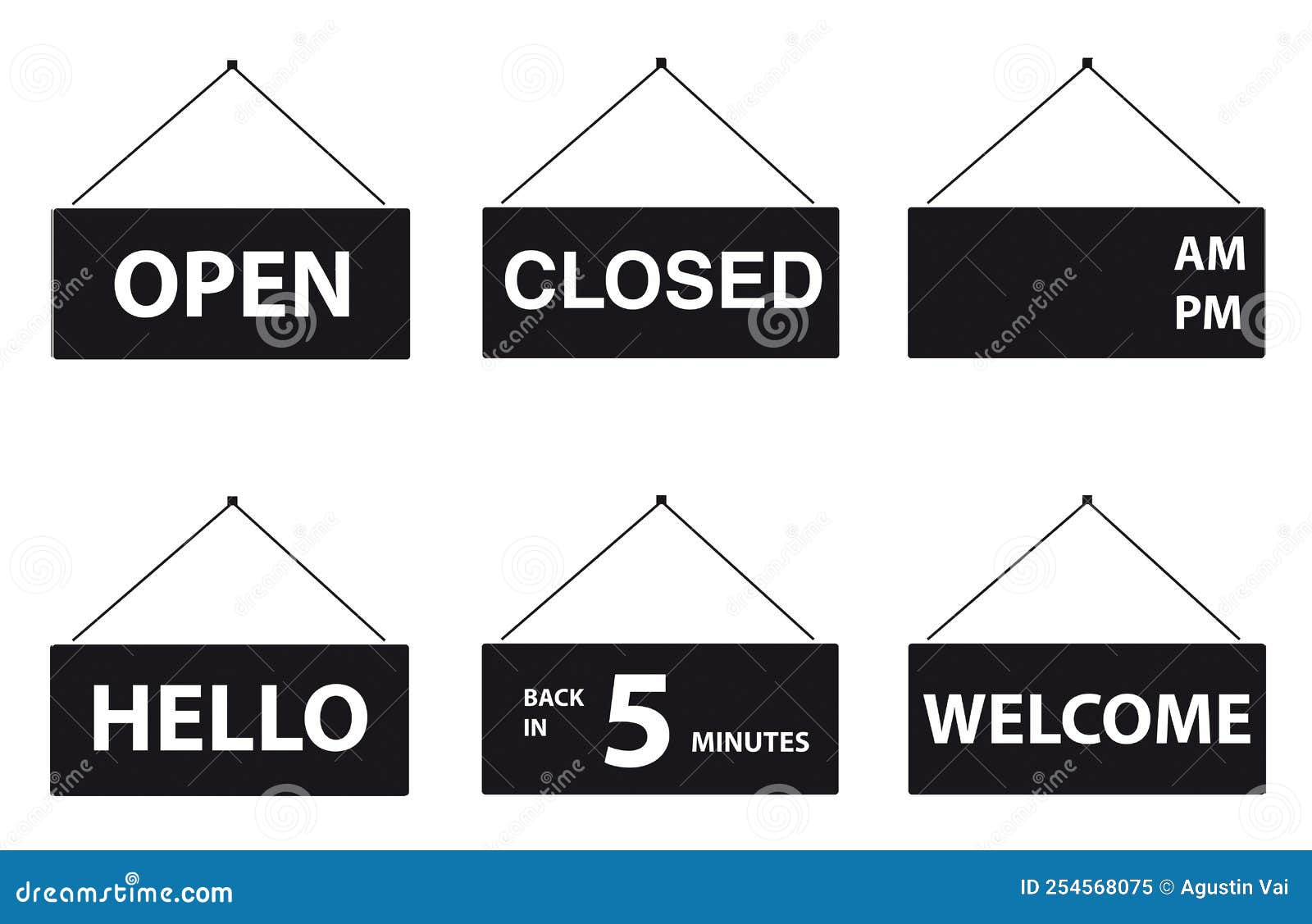 Signs for Shops in Black and White Stock Illustration Illustration of business, back 254568075