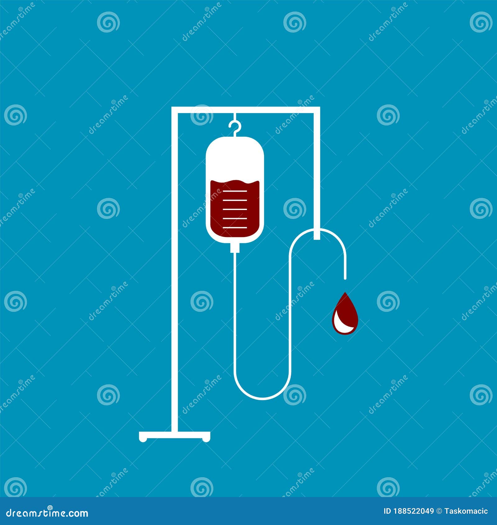 IV Stand With Blood Transfusion Bottle. Drip Bag With Packed Red Blood