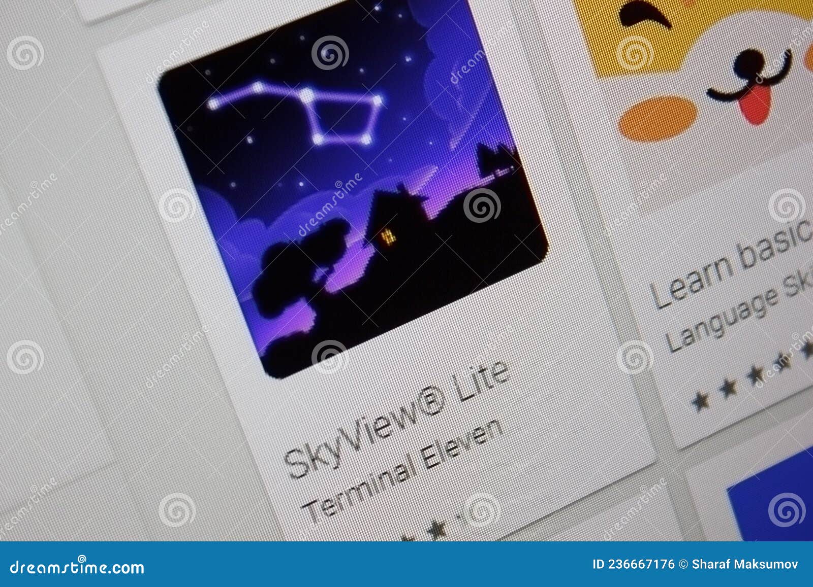 Ivanovsk, Russia November 28, 2021 Sky View Lite App on the Display