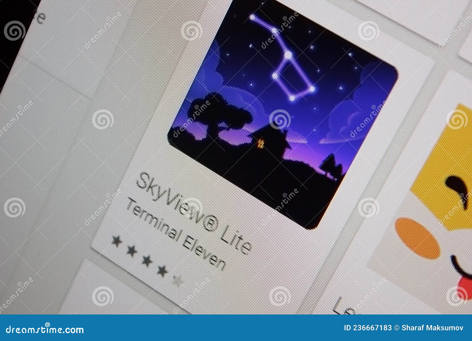 Ivanovsk, Russia November 28, 2021 Sky View Lite App on the Display