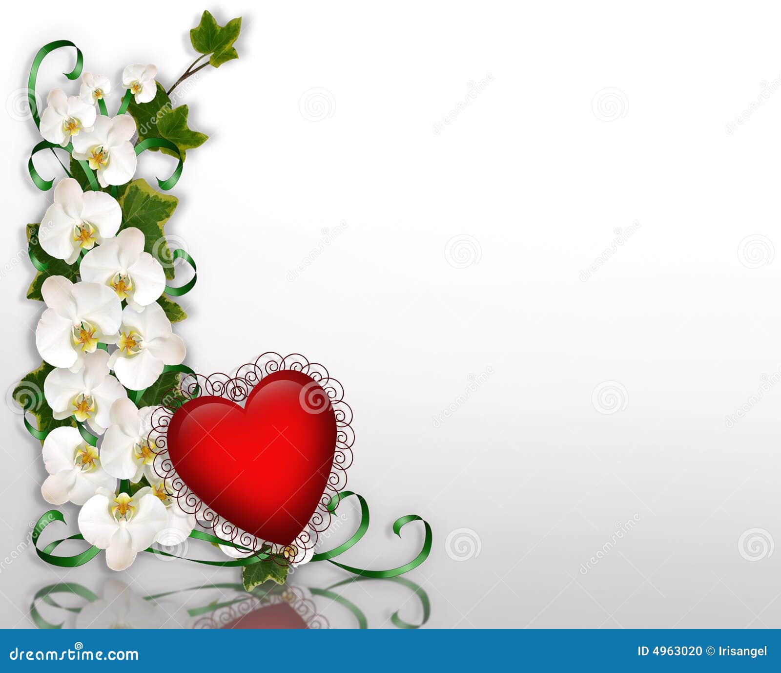 Ivy And Orchids And 3d Red Heart Stock Illustration Illustration