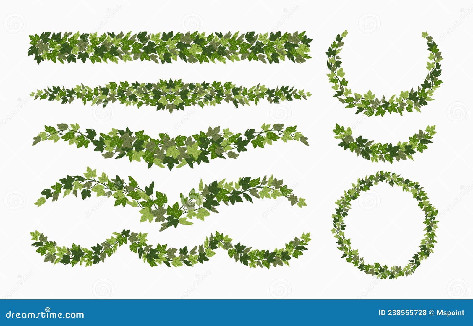 Ivy Vector Vines and Wreaths, and Decorative Elements Made of Green ...