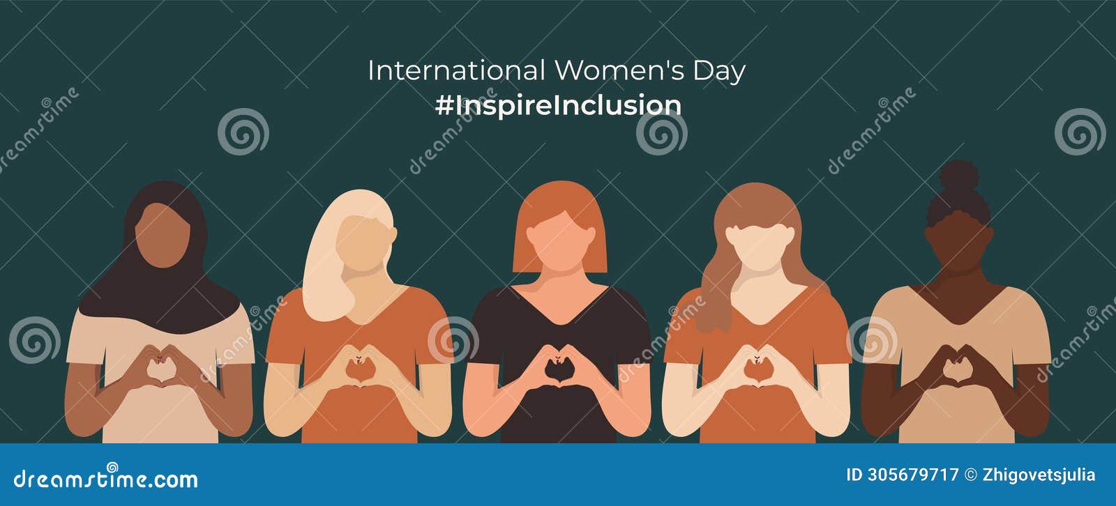 iwd inspireinclusion dark horizontal  with girls shows heart  with their hands. inspire inclusion social campaign.