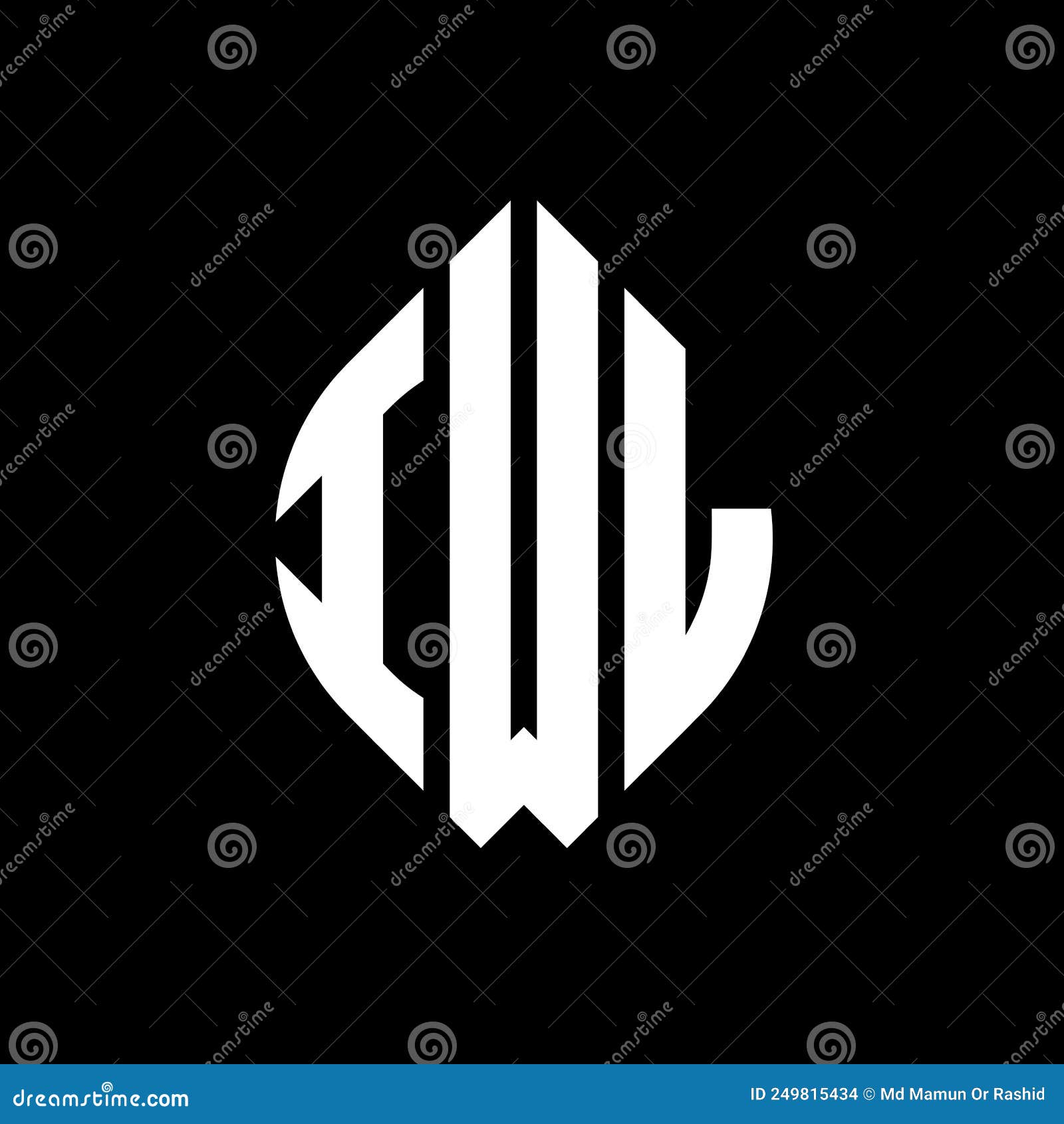 iwl circle letter logo  with circle and ellipse . iwl ellipse letters with typographic style. the three initials form a
