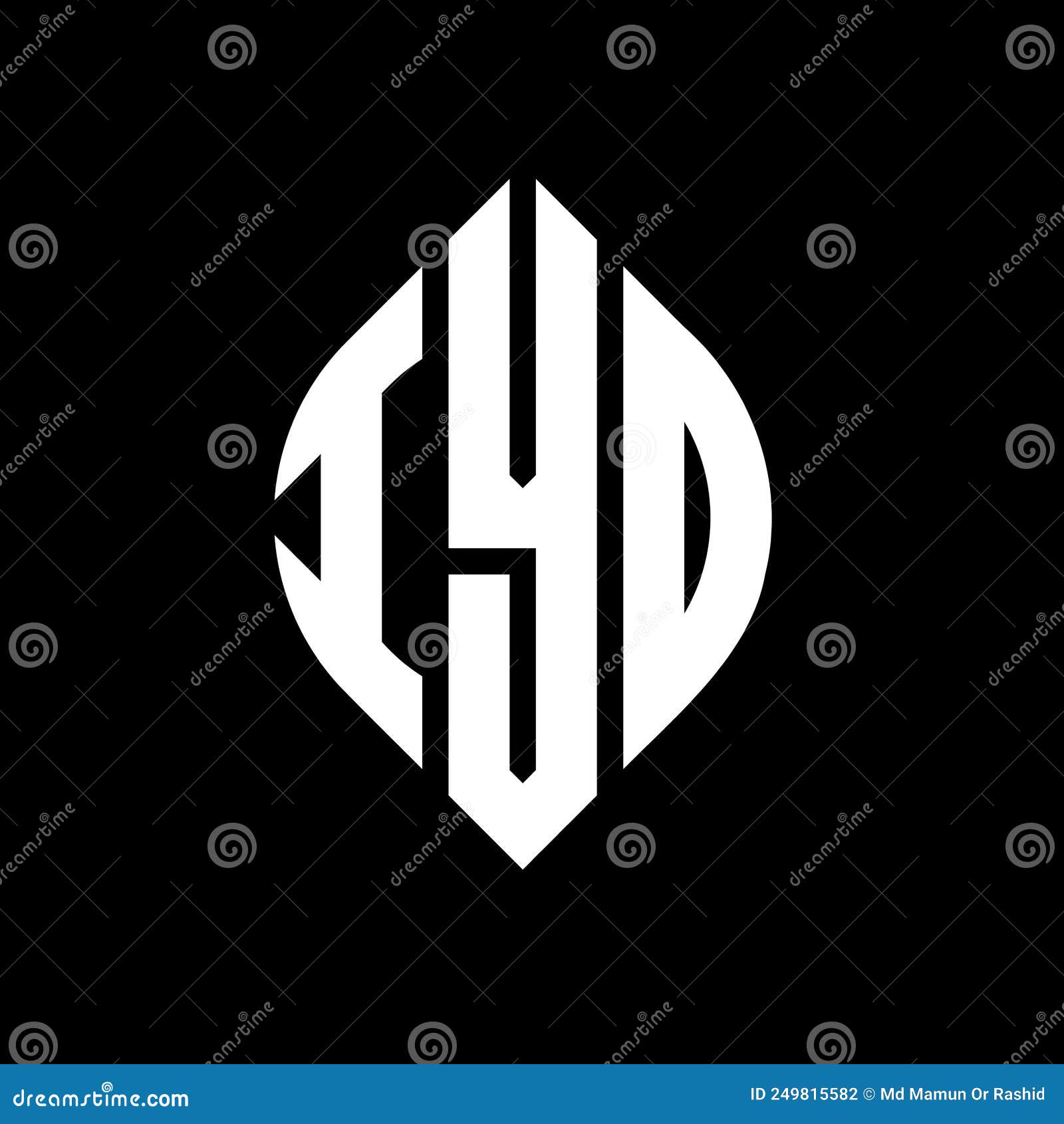 iyd circle letter logo  with circle and ellipse . iyd ellipse letters with typographic style. the three initials form a