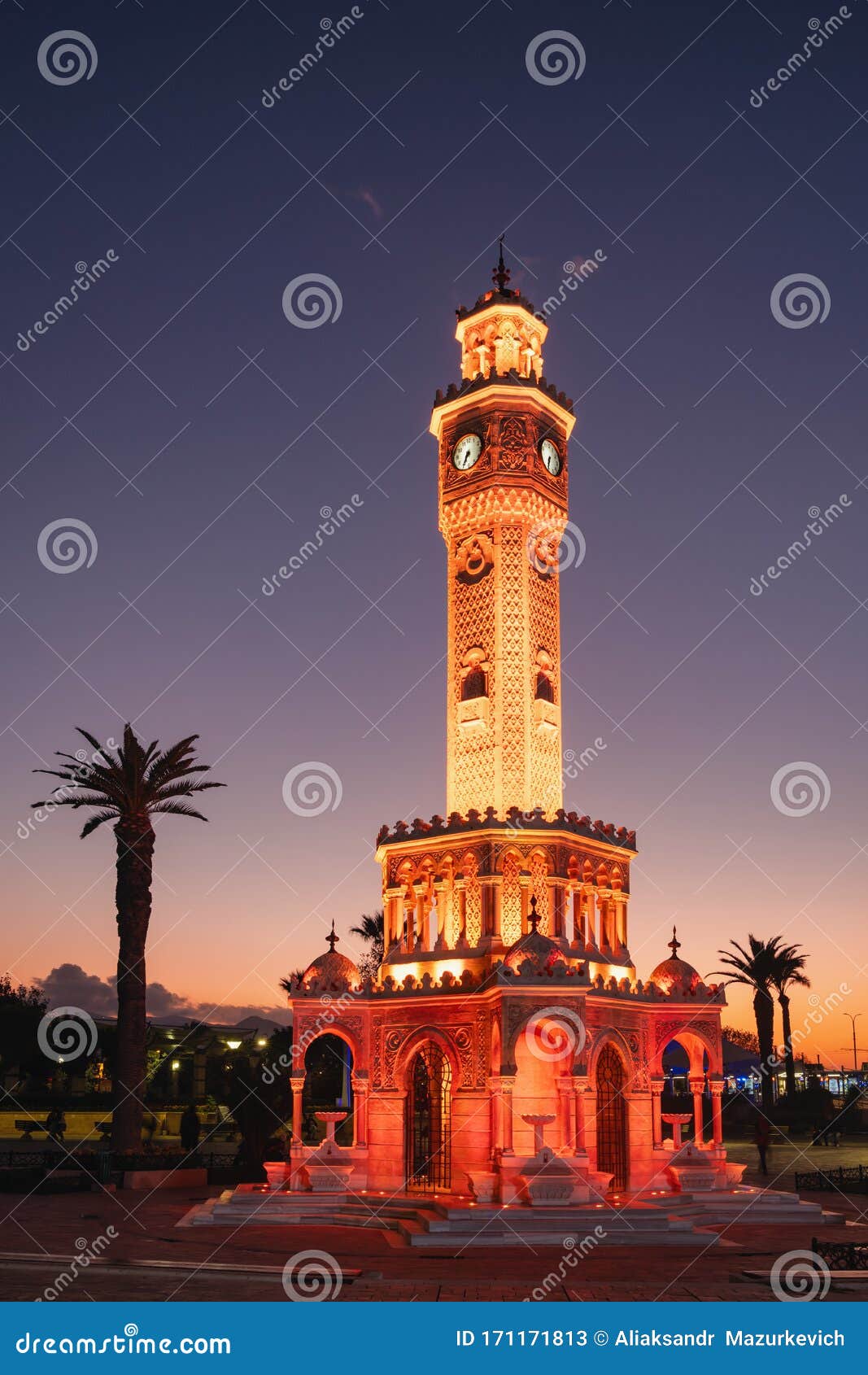 Izmir Clock Tower at the Konak Square in Izmir, Turkey. Stock Image
