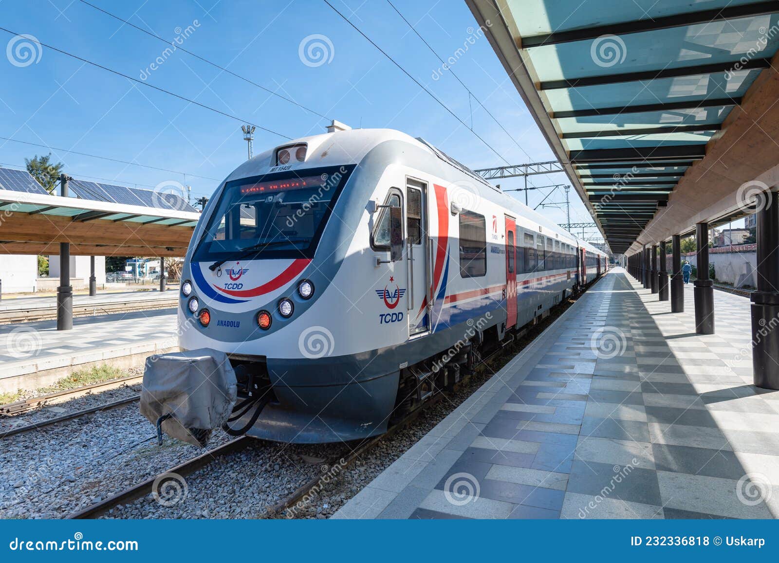 TCDD Train, Turkish State Railways Fast Train, at Platform in Izmir 