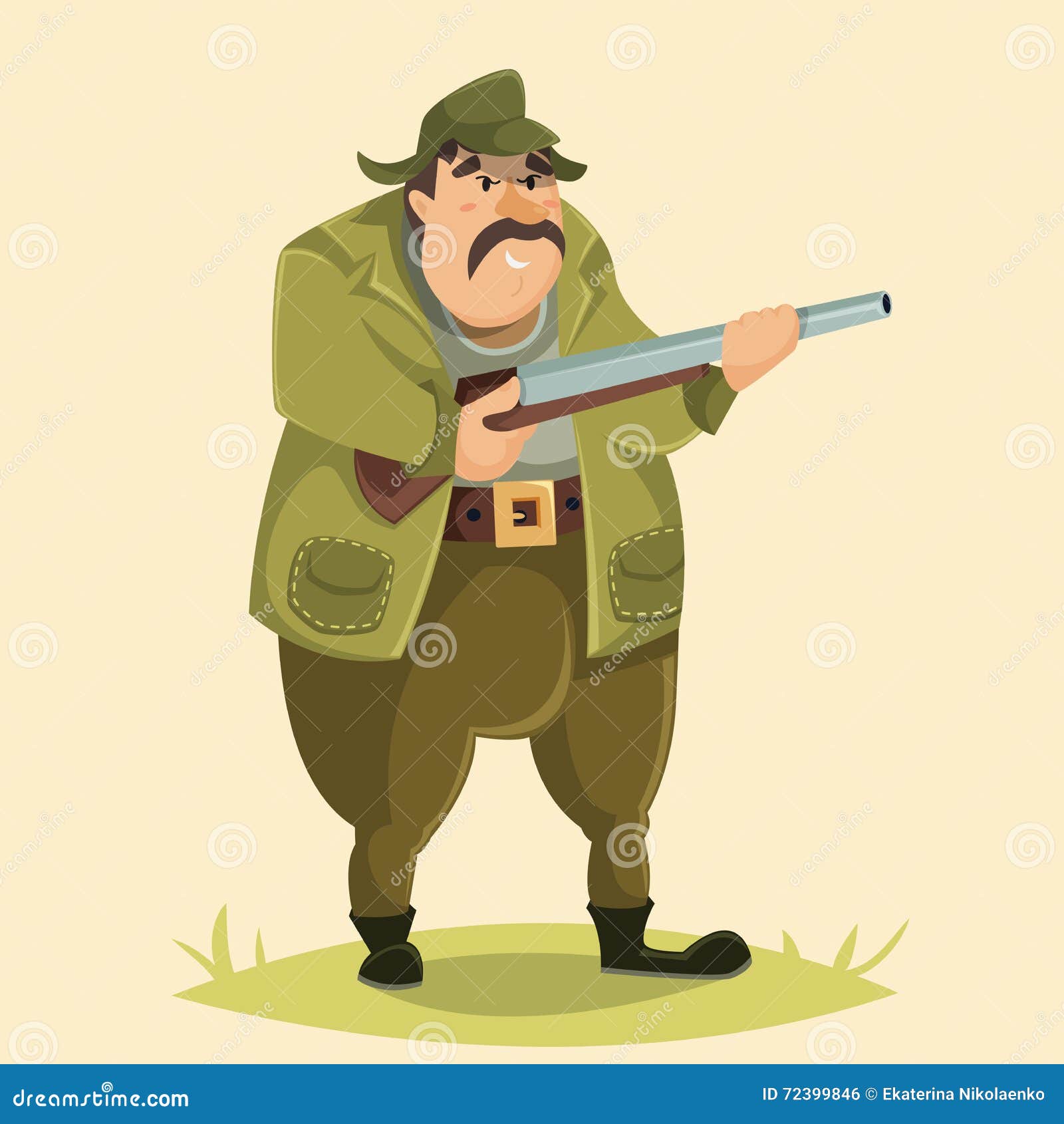 Jager Lustige Zeichentrickfilm Figur Vektor Abbildung Illustration Von Figur Zeichentrickfilm