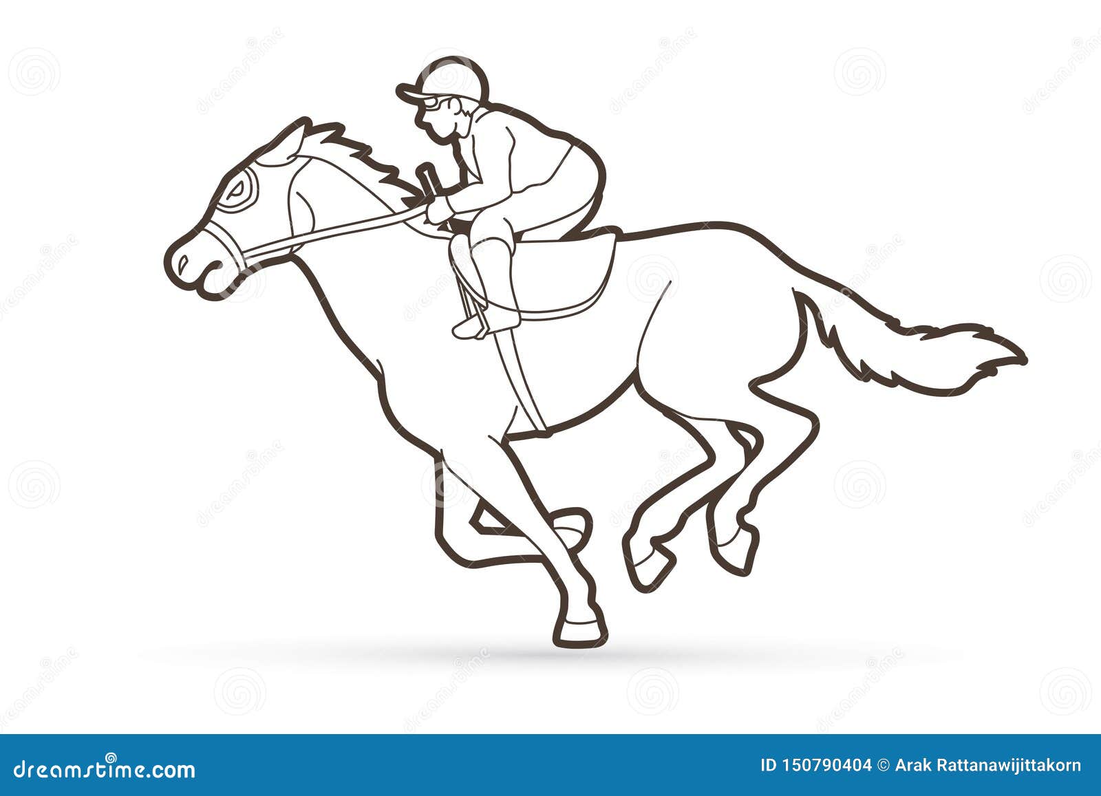 única linha contínua desenho jovem jóquei a cavalo. cavalo de corrida com  jóquei. campeão. passeios a cavalo. esporte equestre. jóquei montando cavalo  pulando. uma linha desenhar ilustração em vetor design gráfico 23657493