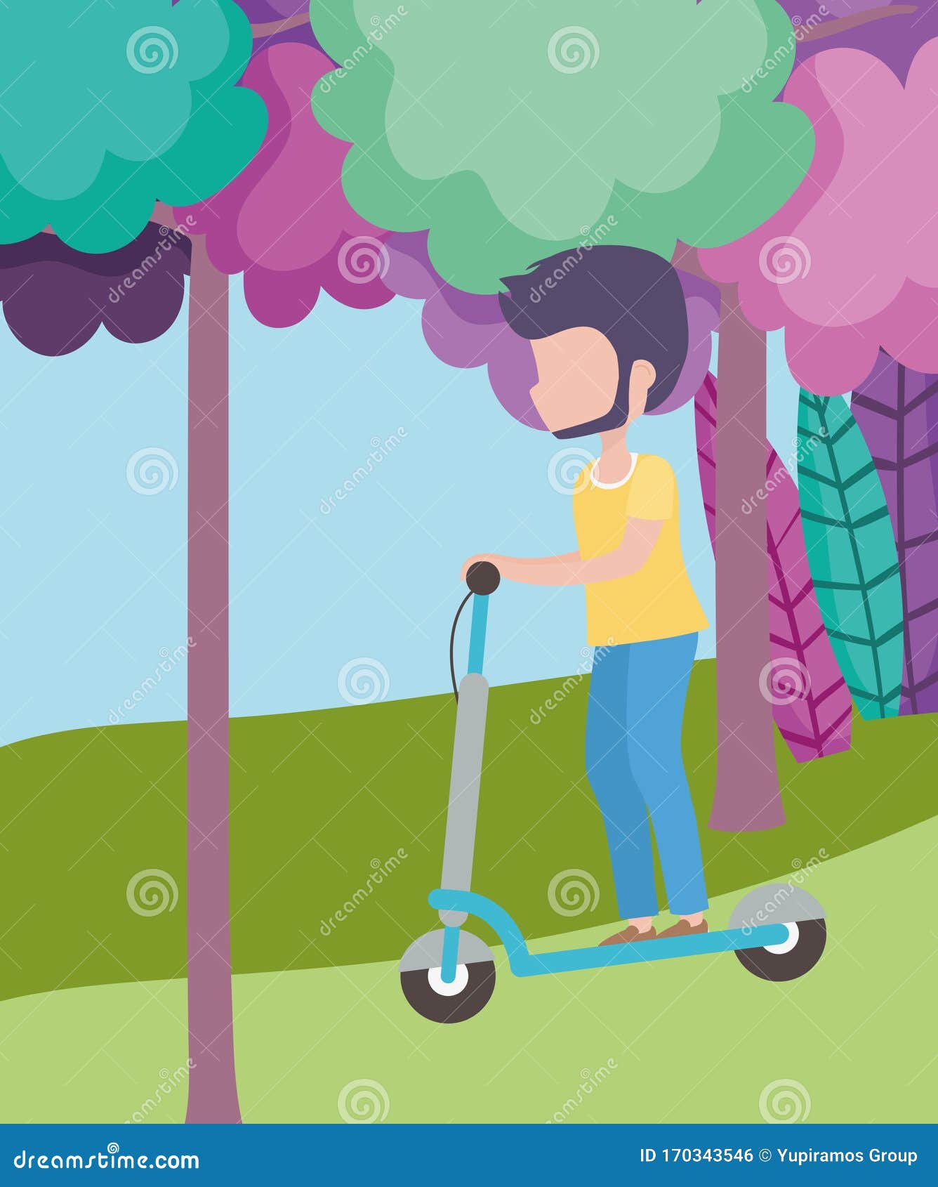 Jóven Barba Montando Moto Eléctrica En El Exterior Ilustración del Vector - Ilustración de moto, exterior: 170343546