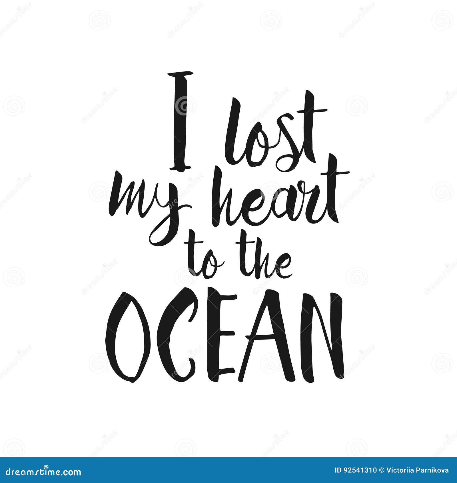 J Ai Perdu Mon Coeur A L Ocean Citation Tiree Par La Main Illustration De Vecteur Illustration Du Coeur Citation