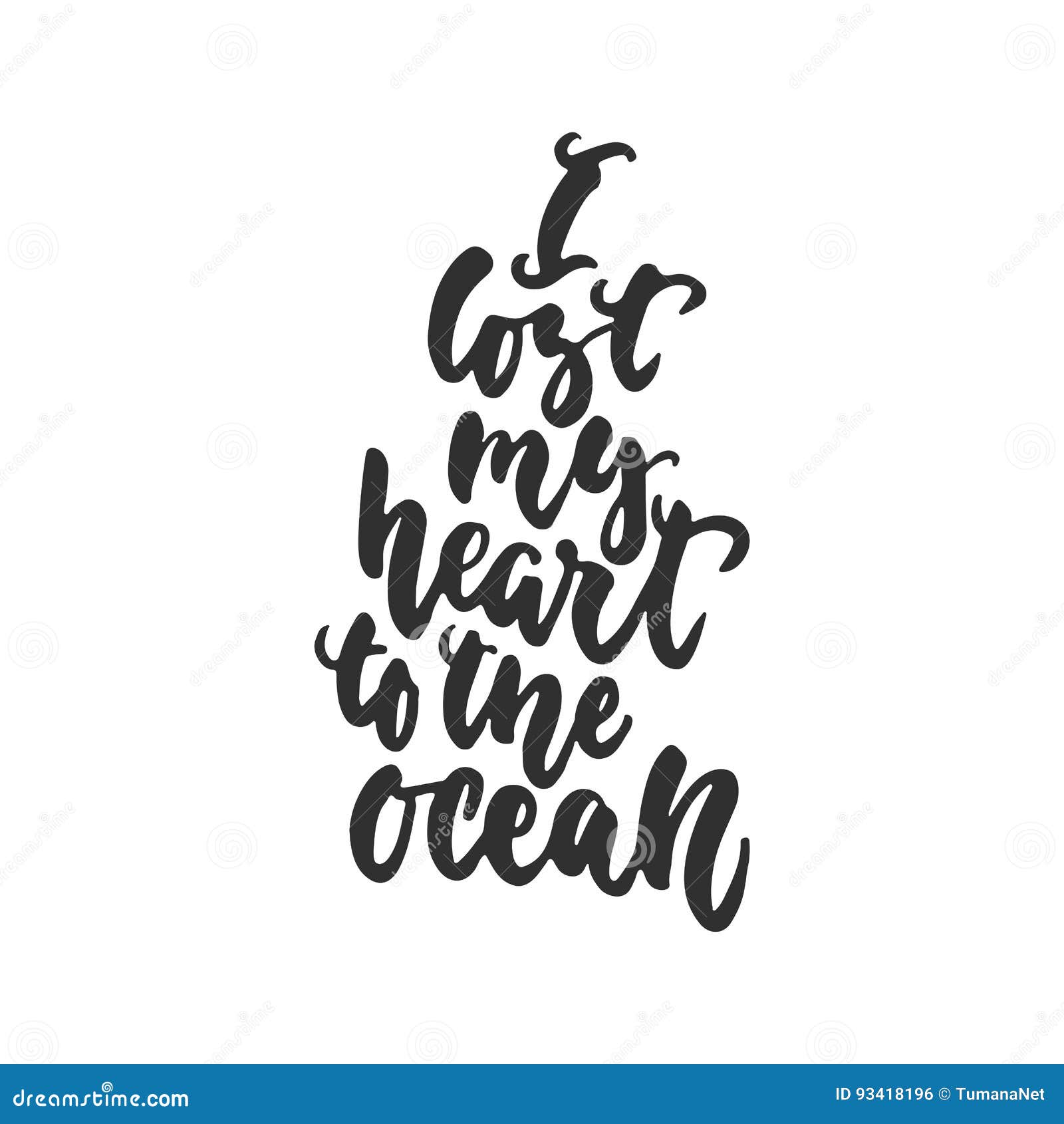 J Ai Perdu Mon Coeur A L Ocean Citation Tiree Par La Main De Lettrage D Isolement Sur Le Fond Blanc Inscription D Encre De Bros Illustration De Vecteur Illustration Du Ocean Encre