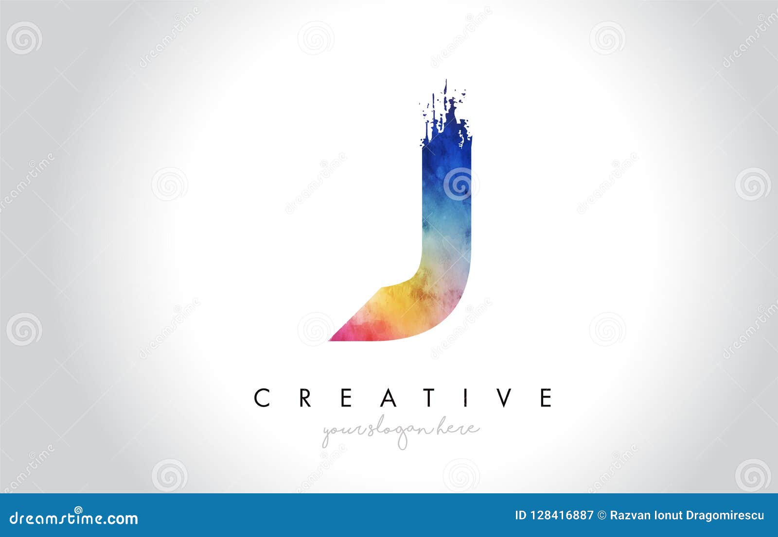 J Paintbrush Letter Design With Watercolor Brush Stroke And Mode Stock Vector Illustration Of Symbol Artistic