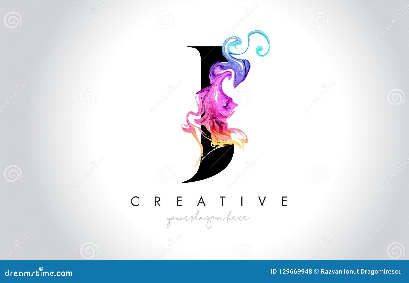 j vibrant creative leter logo  with colorful smoke ink flo