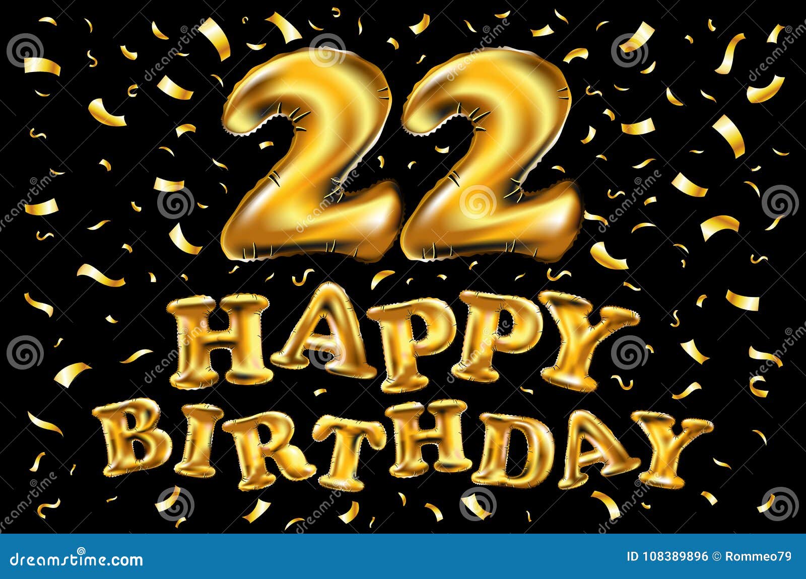 22 Jaar De Gouden Van Het Verjaardagsembleem Vierings Met Ring, Lint, Vuurwerk, En Ballon Vector Illustratie - Illustration Of Goud, Embleem: 108389896