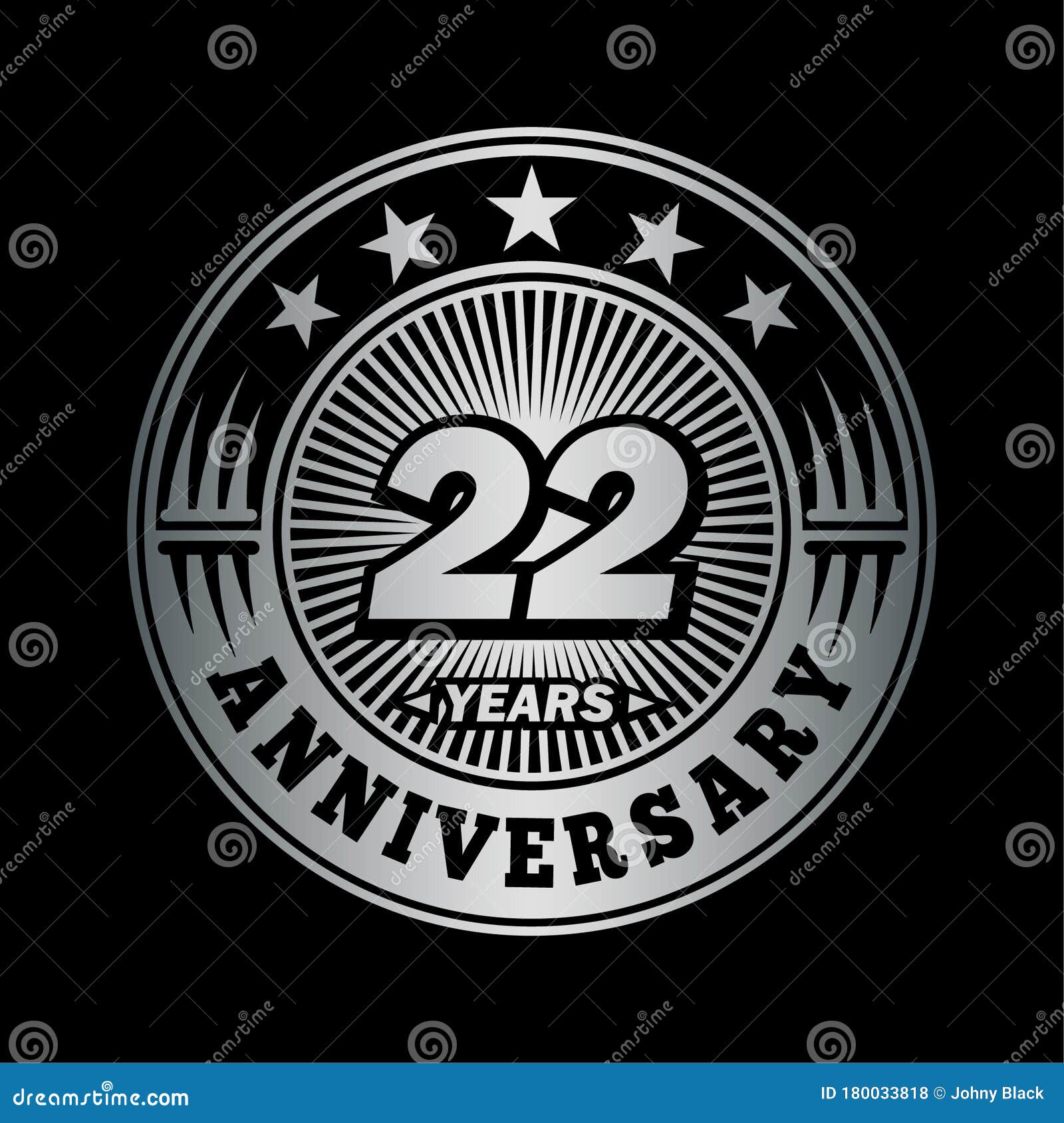 22 Jaar Gedenkdag 22E Verjaardag Logo Ontwerp 22 Jaar Logo Vector Illustratie - Illustration Of Viering, Metaal: 180033818