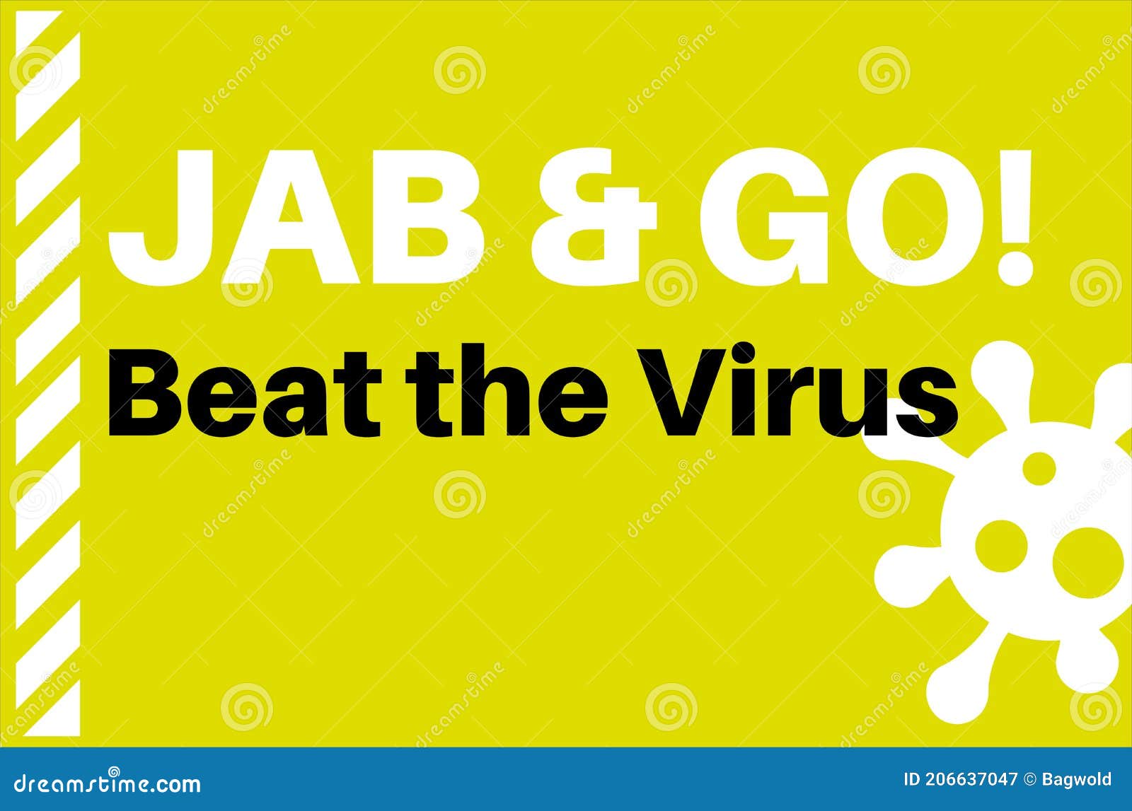 jab and go - beat the virus   on a green backgound virus logo