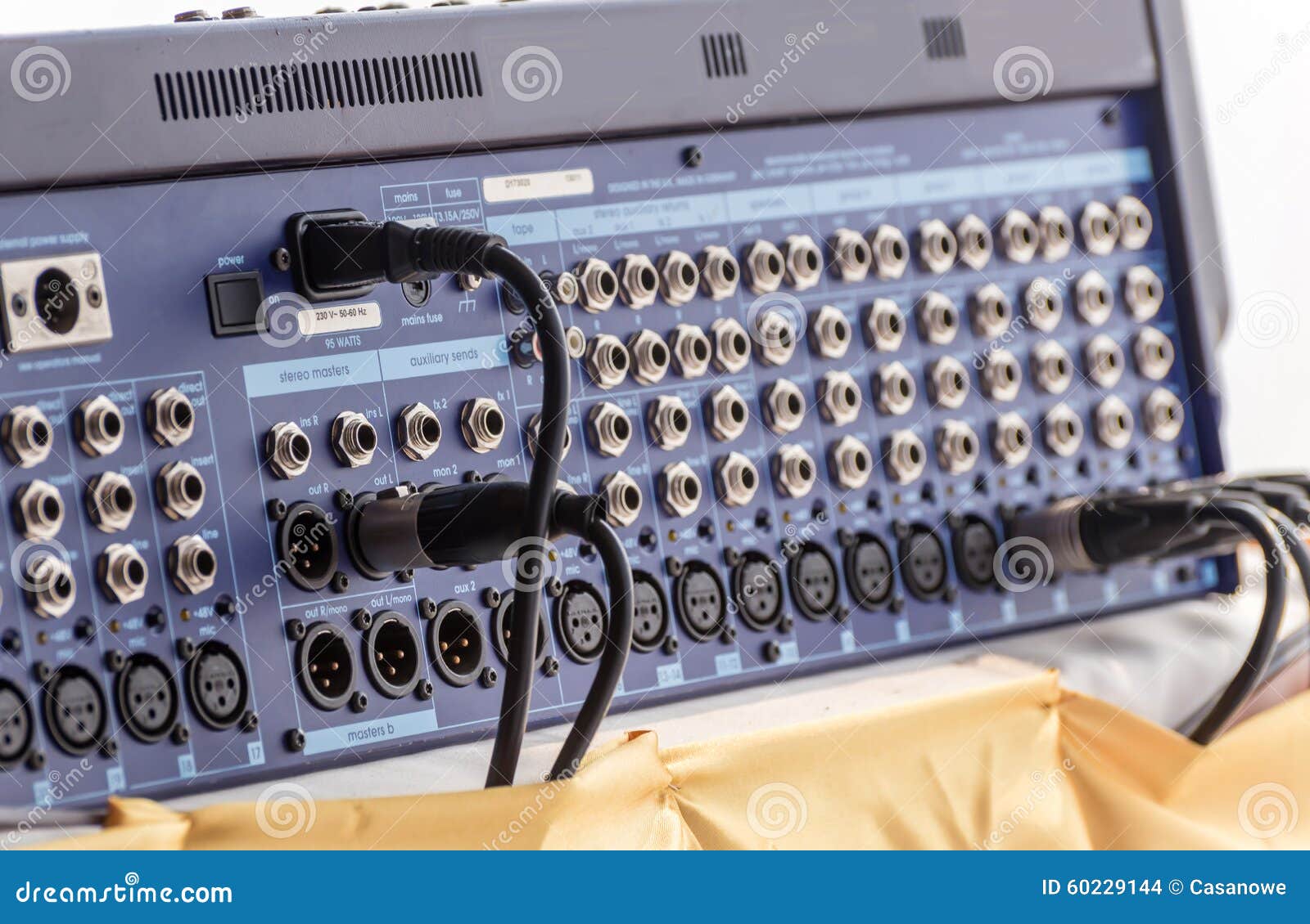 Jack Audio Connectors is Connected To Sound Mixer Stock Photo Image