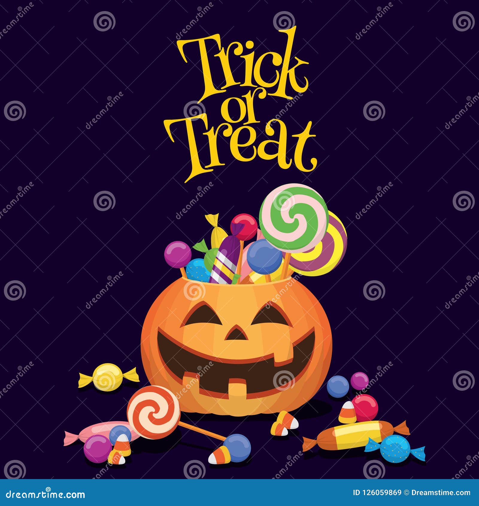 Scary ghost with halloween candy bucket and glowing Jack o lantern