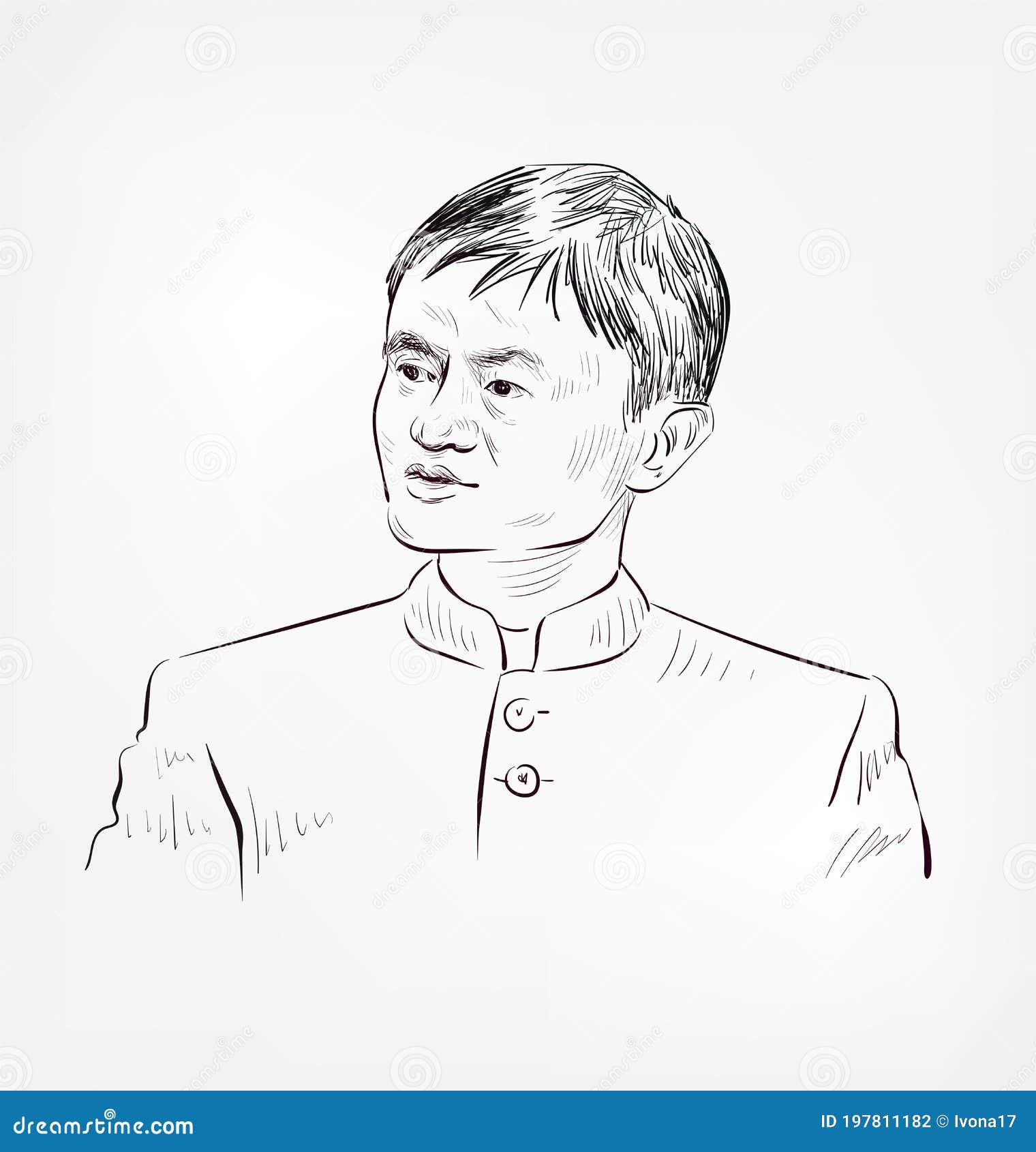 Jack Ma Vector Sketch Portrait Isolated Editorial Photography