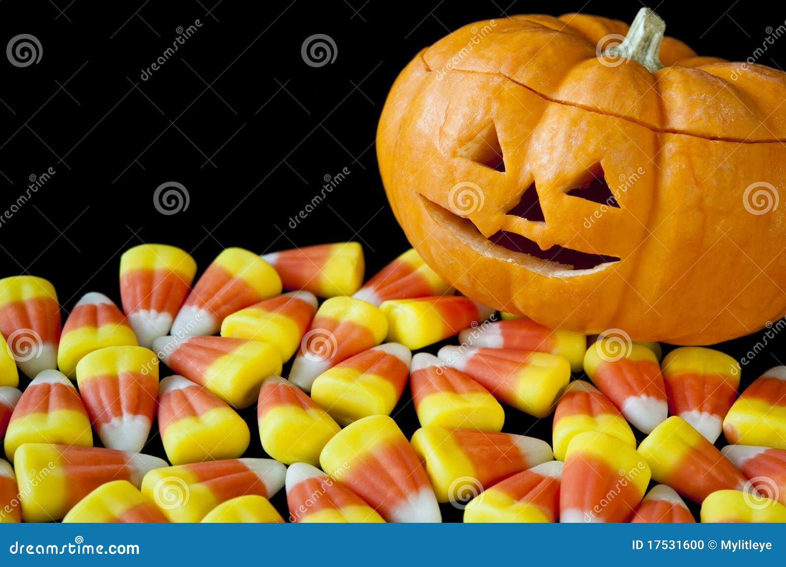 Jackolantern With Candy Corn On Black Stock Photo Image of jack