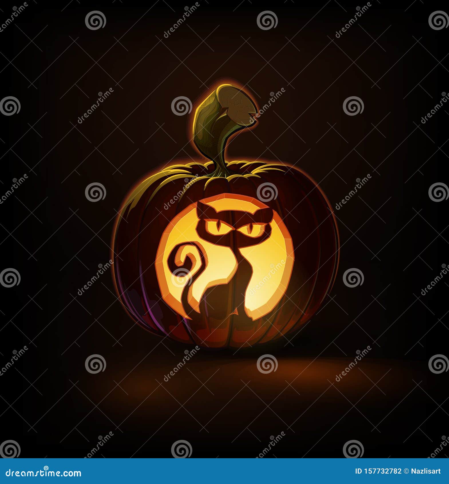 Jack-o-Lantern Dark Spooky Cat Stock Vector - Illustration of cartoon ...
