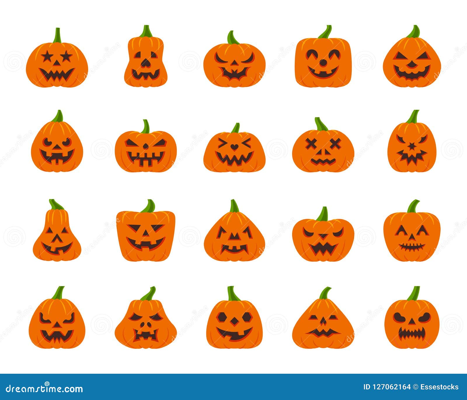 Jack O Lantern Simple Flat Color Icons Vector Set Stock Vector ...