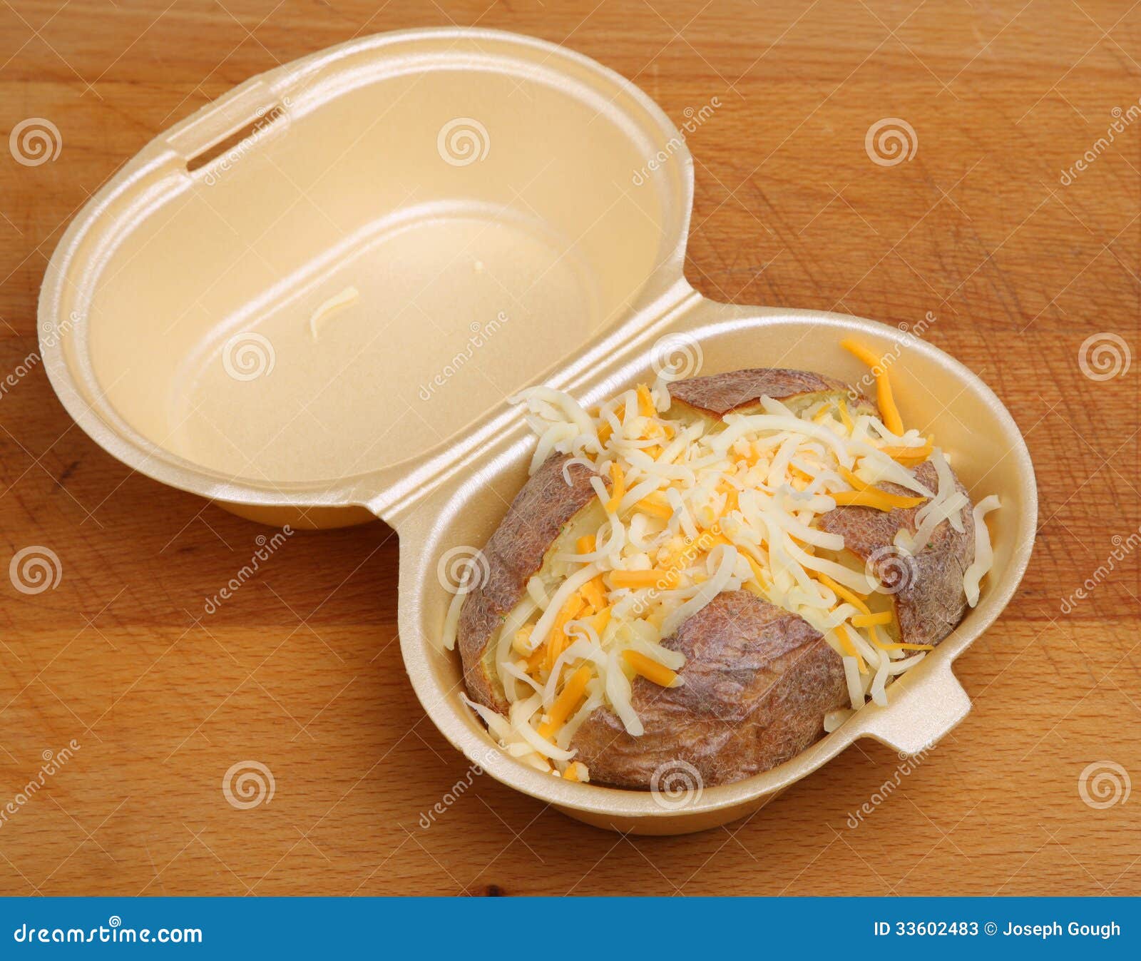 Jacket or Baked Potato with Cheese Stock Image Image of container