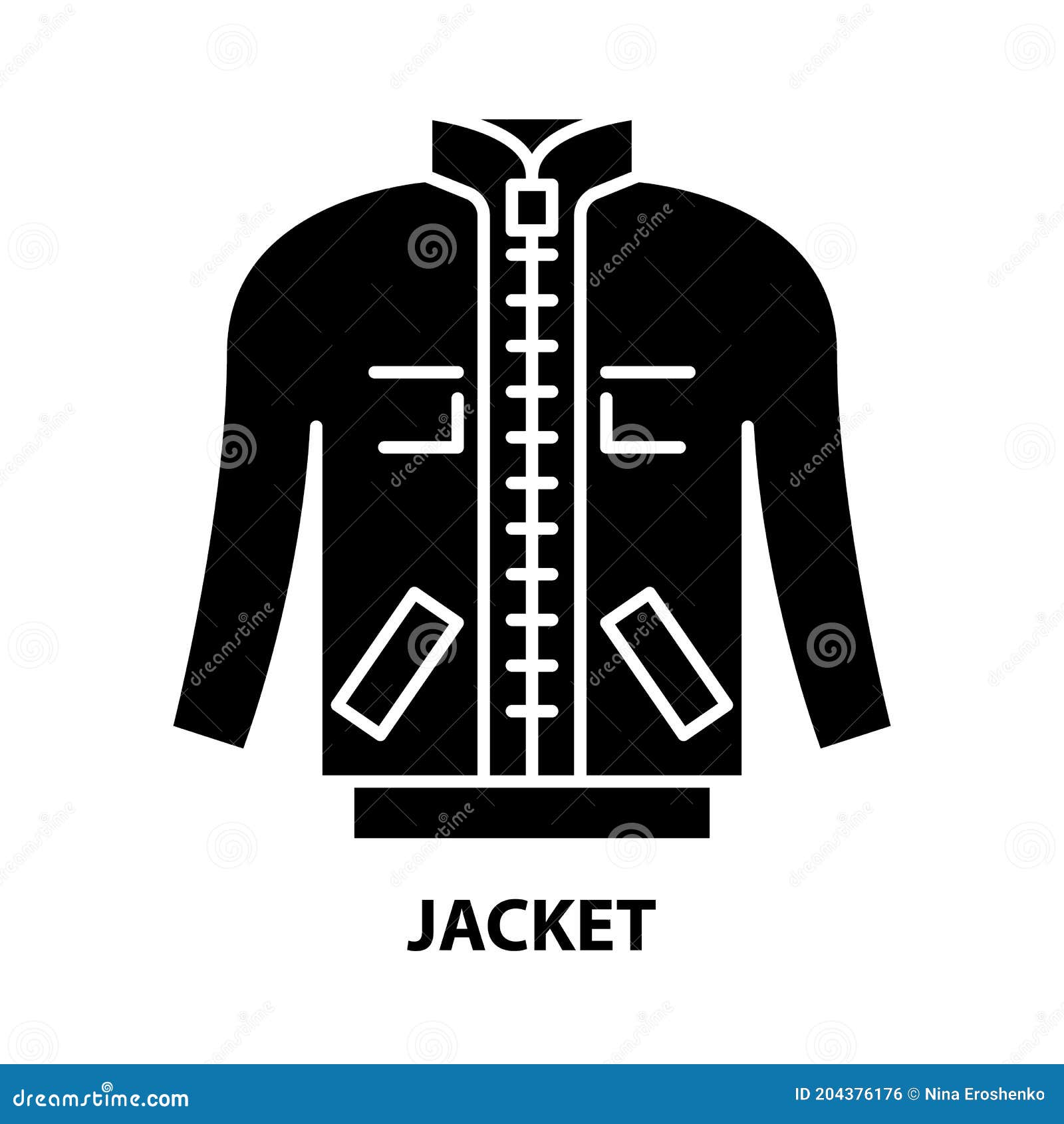 Jacket Icon, Black Vector Sign with Editable Strokes, Concept