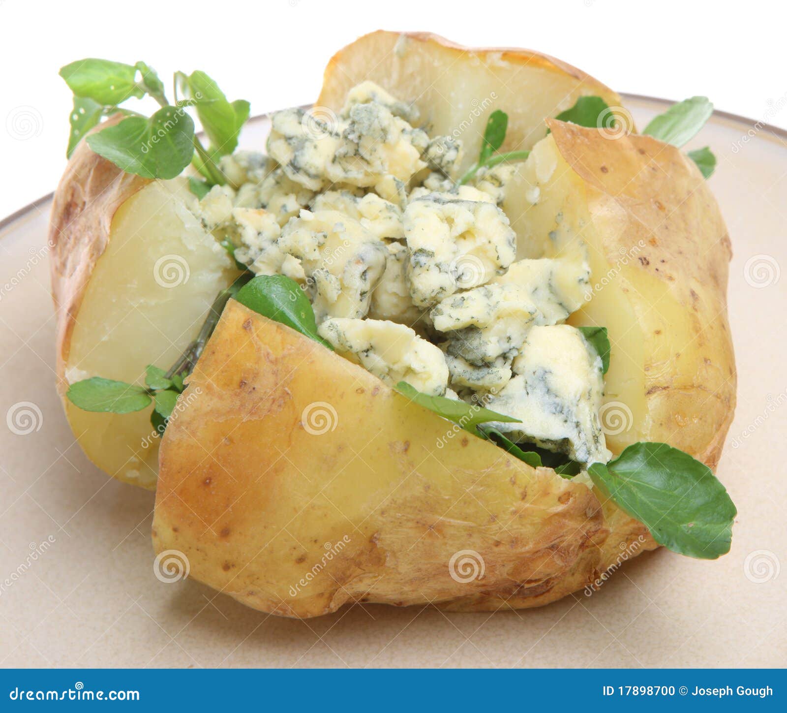 Jacket Potato with Blue Cheese and Watercress Stock Photo Image of