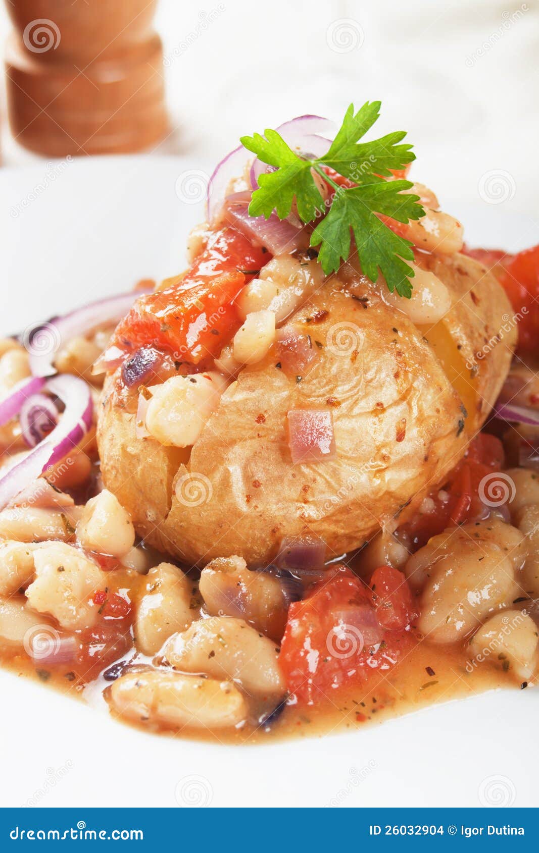 Jacket Potato with White Kidney Beans Stock Photo Image of vegetarian