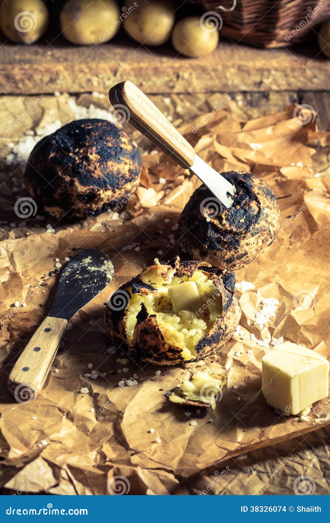 Jacket Potatoes from Campfire Stock Photo Image of baked, dinner