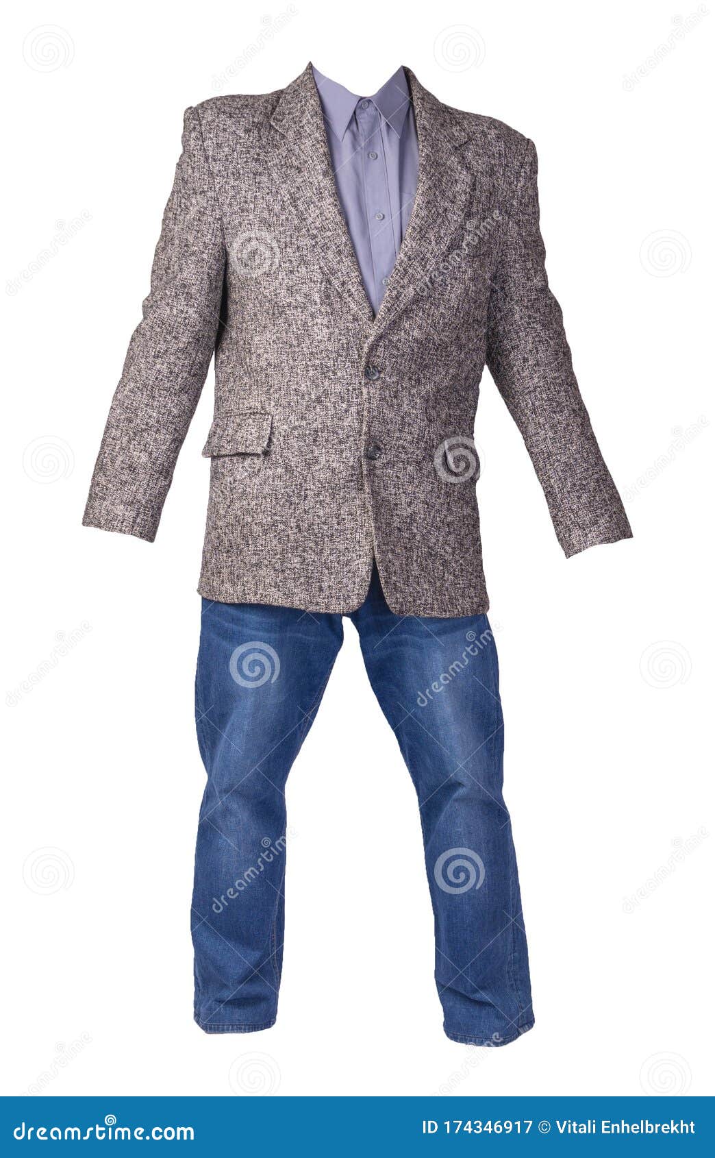 Jacket with Shirt and Jeans Isolated on a White Background Stock Image ...