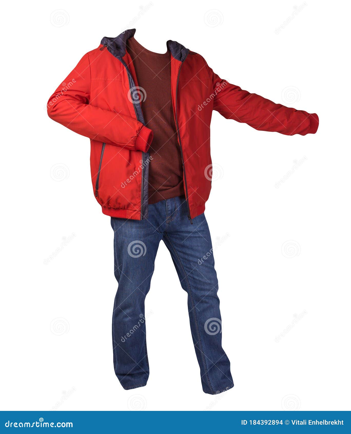 Jacket, Sweater and Blue Jeans Isolated on White Background. Casual ...