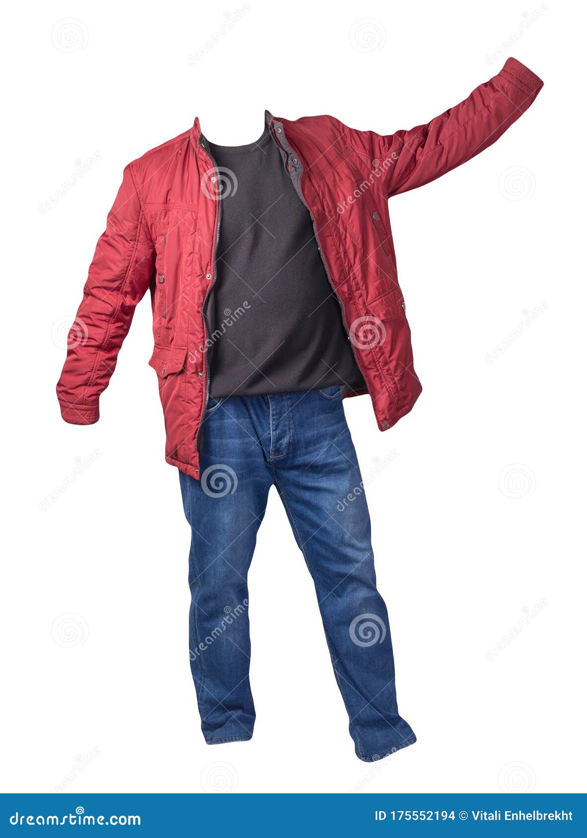 Jacket, Sweater and Blue Jeans Isolated on White Background. Casual ...