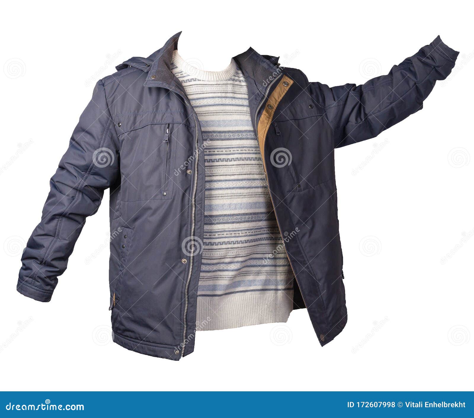 Jacket and Sweater Isolated on White Background Stock Photo - Image of ...