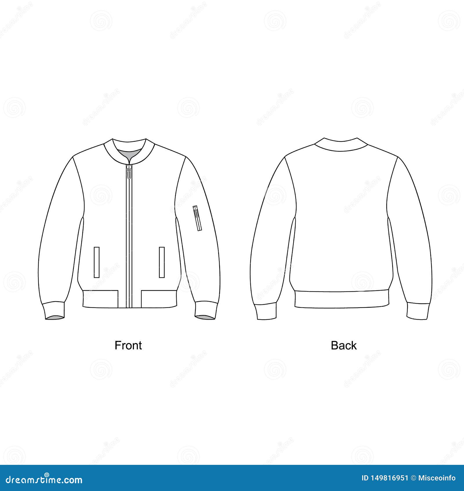 Jacket Technical Drawing Vector. Stock Vector - Illustration of bomber ...
